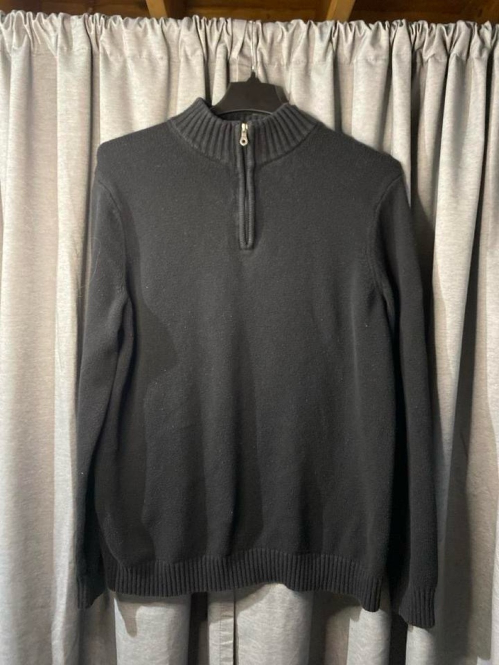 croft & barrow Black Half-Zip Ribbed Mock Neck Sweater